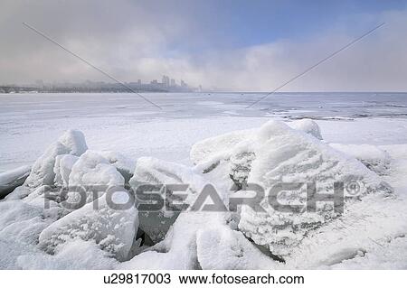 Stock Image - Ukraine, Dnepropetrovsk region, Dnepropetrovsk city, Lumps of ice. Fotosearch