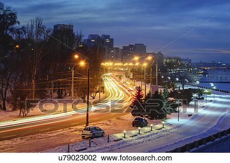 Ukraine, Dnepropetrovsk region, Dnepropetrovsk city, City with light trails View Large Photo Image Stock Image - Ukraine, Dnepropetrovsk region, Dnepropetrovsk city, City with light trails. Fotosearch