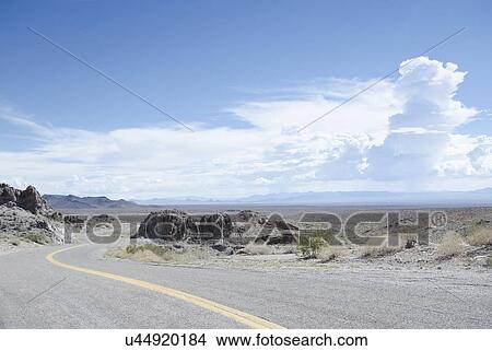 Picture - USA, Arizona, Route 66, Curve at empty two lane highway. Fotosearch