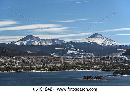 Stock Photo - USA, Colorado, View on Tenmile Range across Dillon Reservoir. Fotosearch