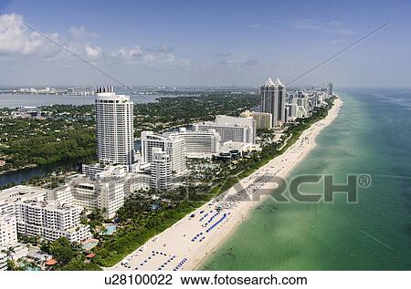 USA, Florida, Miami, Aerial view of coastal city View Large Photo Image Stock Image - USA, Florida, Miami, Aerial view of coastal city. Fotosearch