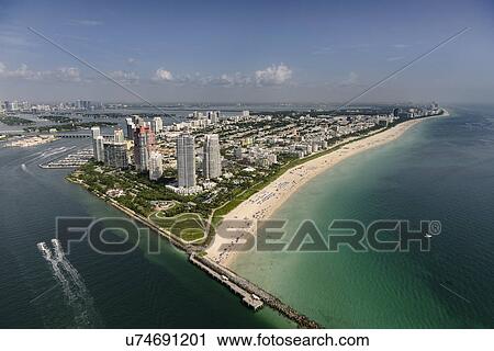 USA, Florida, Miami, Aerial view of coastal city View Large Photo Image Stock Image - USA, Florida, Miami, Aerial view of coastal city. Fotosearch