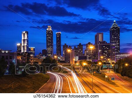USA, Georgia, Atlanta, City skyline at dusk View Large Photo Image Stock Image - USA, Georgia, Atlanta, City skyline at dusk. Fotosearch