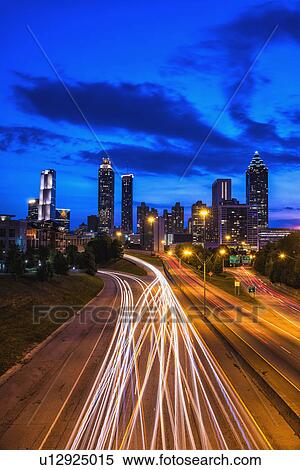 USA, Georgia, Atlanta, City skyline at dusk View Large Photo Image Stock Photography - USA, Georgia, Atlanta, City skyline at dusk. Fotosearch