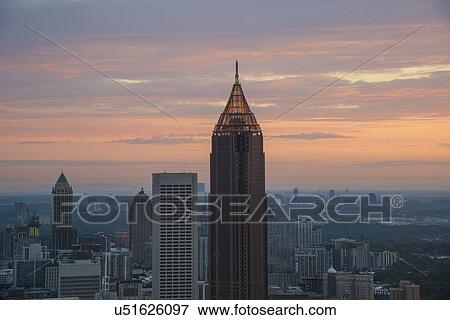 Stock Photo - USA, Georgia, Atlanta, Cityscape with skyscrapers at dawn. Fotosearch