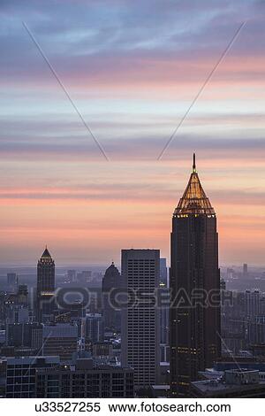 USA, Georgia, Atlanta, Cityscape with skyscrapers at dawn View Large Photo Image Stock Photography - USA, Georgia, Atlanta, Cityscape with skyscrapers at dawn. Fotosearch