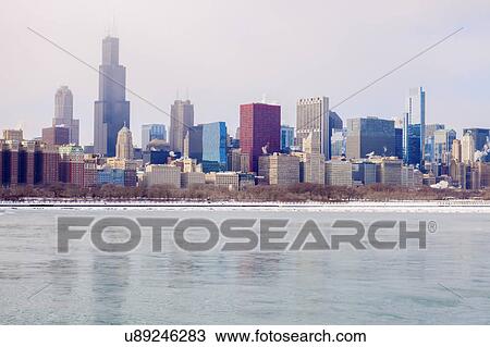 USA, Illinois, Chicago skyline across Lake Michigan View Large Photo Image Stock Image - USA, Illinois, Chicago skyline across Lake Michigan. Fotosearch