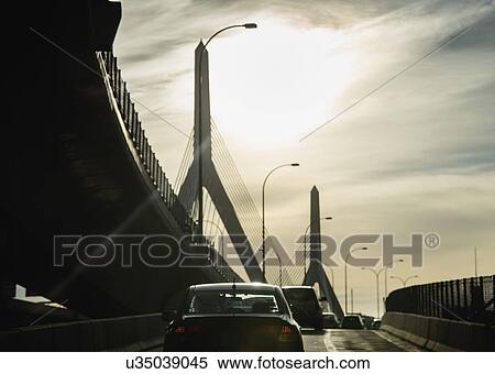 USA, Massachusetts, Boston, Traffic on ramp of Leonard P. Zakim Bridge View Large Photo Image Stock Photography - USA, Massachusetts, Boston, Traffic on ramp of Leonard P. Zakim Bridge. Fotosearch