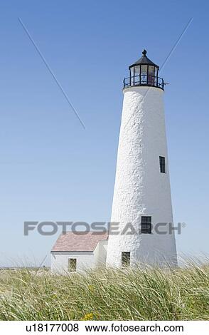 Stock Photo - USA, Massachusetts, Nantucket Island, Great Point Lighthouse. Fotosearch
