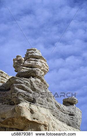 Stock Image - USA, New Mexico, Abiquiu, Limestone rock formations. Fotosearch