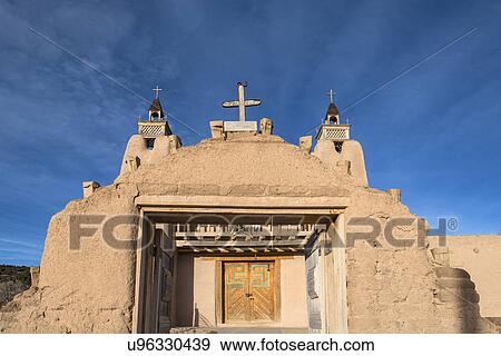 USA, New Mexico, Las Trampas, Facade of San Jose de Gracia church seen through gate View Large Photo Image Stock Photo - USA, New Mexico, Las Trampas, Facade of San Jose de Gracia church seen through gate. Fotosearch