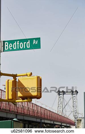 USA, New York, New York City, Brooklyn, Williamsburg, Bedford Avenue sign View Large Photo Image Stock Photograph - USA, New York, New York City, Brooklyn, Williamsburg, Bedford Avenue sign. Fotosearch