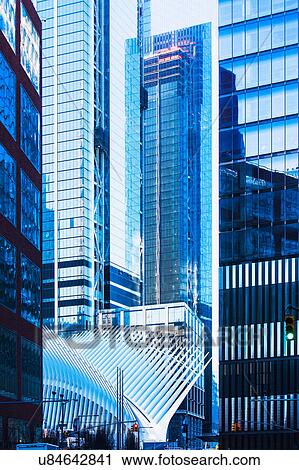 Stock Image - USA, New York, New York City, Glass skyscrapers. Fotosearch