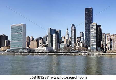 USA, New York, New York City, Waterfront with skyscrapers View Large Photo Image Stock Photo - USA, New York, New York City, Waterfront with skyscrapers. Fotosearch
