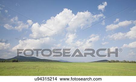 Picture - USA, New York State, Gabriels, Hay field in Northern Adirondacks. Fotosearch