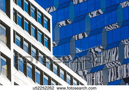 Stock Image - USA, New York State, New York City, Detail of office building facade. Fotosearch