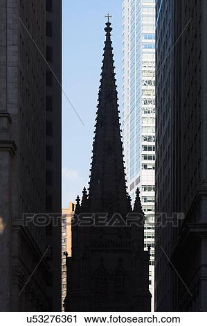 Stock Image - USA, New York State, New York City, Trinity church. Fotosearch