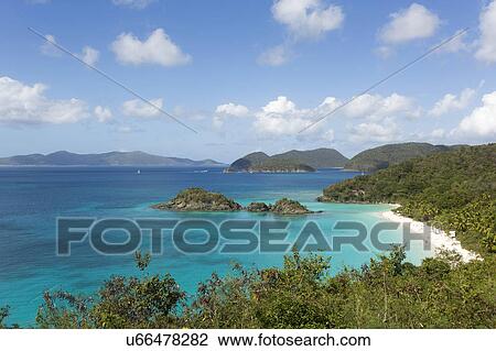 Stock Image - USA, Virgin Islands, St. Thomas, Landscape with Caribbean Sea. Fotosearch
