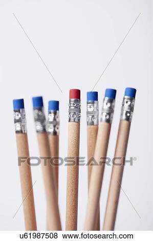 Wooden pencils, one with red eraser View Large Photo Image Stock Photo - Wooden pencils, one with red eraser. Fotosearch