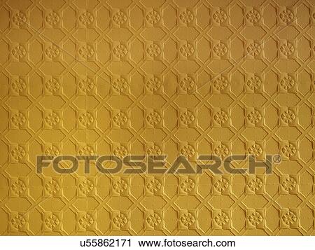 Yellow Pressed Tin Ceiling Stock Image U55862171 Fotosearch