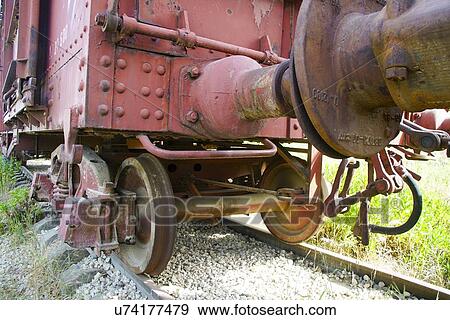 Stock Photo - Abandoned train carriage in a disused railway yard.. Fotosearch