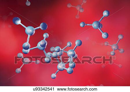 Stock Image - Abstract molecule model, illustration. Fotosearch
