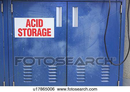 Stock Photograph - Acid storage cabinets.. Fotosearch