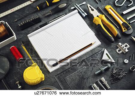Assorted Do It Yourself tools and notebook View Large Photo Image Stock Photograph - Assorted Do It Yourself tools and notebook. Fotosearch