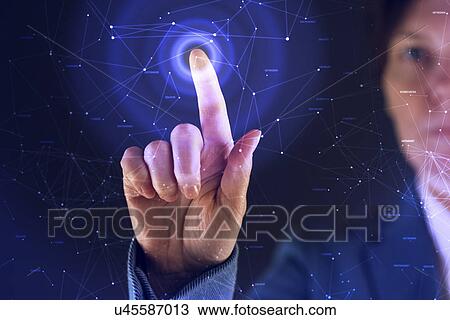 Businesswoman using touchscreen View Large Photo Image Stock Image - Businesswoman using touchscreen. Fotosearch