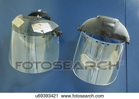 Stock Image - Chemistry lab protective face masks.. Fotosearch