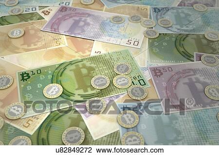 Conceptual illustration representing the bitcoin cryptocurrency as minted coins and printed bills. Bitcoin is a type of digital currency, created in 2009, which operates independently of any bank. Certain vendors now accept Bitcoins as payment of... View Large Photo Image Stock Image - Conceptual illustration representing the bitcoin cryptocurrency as minted coins and printed bills. Bitcoin is a type of digital currency, created in 2009, which operates independently of any bank. Certain vendors now accept Bitcoins as payment of.... Fotosearch