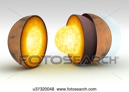 Stock Photo - Diagram showing interior of Mars. Fotosearch
