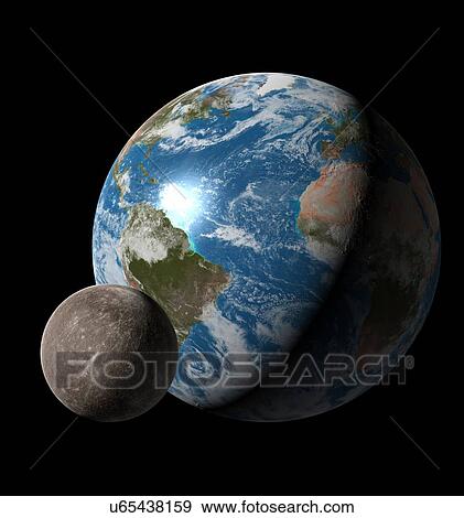 Stock Photo - Earth compared to Mercury. Fotosearch