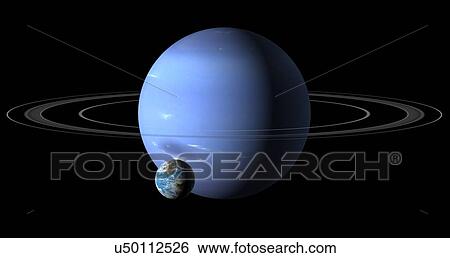 Stock Photograph - Earth compared to Neptune. Fotosearch