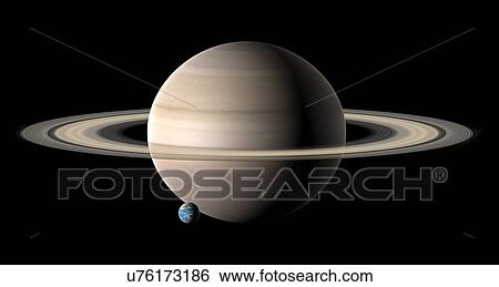 Stock Photograph - Earth compared to Saturn. Fotosearch