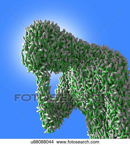 Picture - Figure made from drug capsules, illustration.. Fotosearch