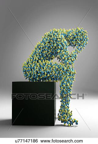 Stock Photograph - Figure made from drug capsules, illustration.. Fotosearch