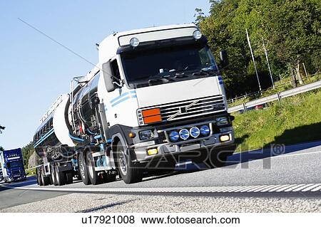 Fuel tanker on highway. View Large Photo Image Stock Photo - Fuel tanker on highway.. Fotosearch