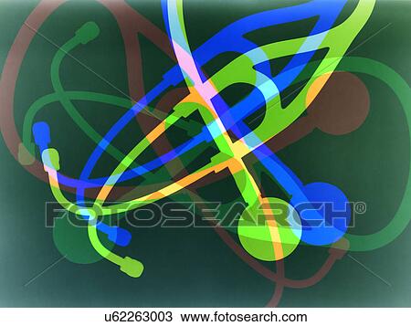 Stock Image - Healthcare, conceptual image. Photogram effect using multiple exposures of a stethoscope.. Fotosearch