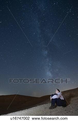 Stock Image - Long exposure of the Milky Way. Photographed in the Negev Desert, Israel.. Fotosearch