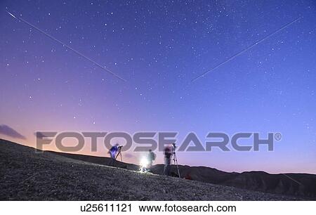 Stock Image - Long exposure of the Milky Way. Photographed in the Negev Desert, Israel.. Fotosearch