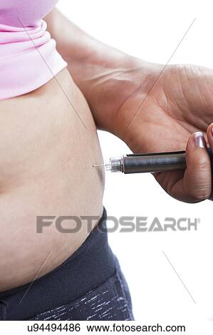 MODEL RELEASED. Woman injecting herself in the abdomen. View Large Photo Image Stock Photograph - MODEL RELEASED. Woman injecting herself in the abdomen.. Fotosearch