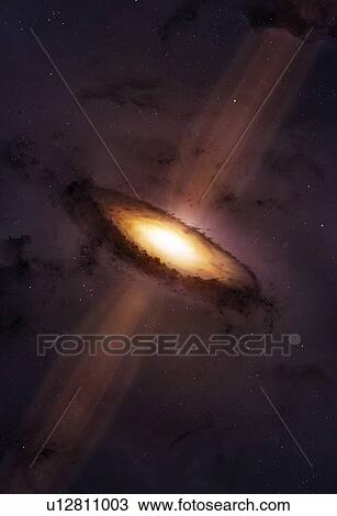 Stock Image - Outflow from young star, illustration. Fotosearch