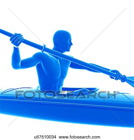 Picture - Person canoeing, illustration.. Fotosearch