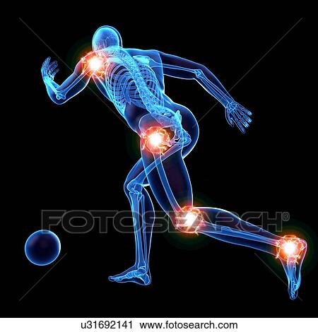 Stock Image - Person playing football showing joints, illustration.. Fotosearch