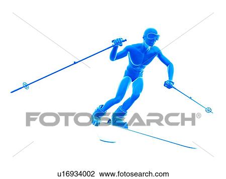 Person skiing, illustration. View Large Photo Image Stock Image - Person skiing, illustration.. Fotosearch