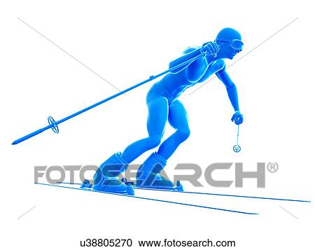 Person skiing, illustration. View Large Photo Image Stock Image - Person skiing, illustration.. Fotosearch