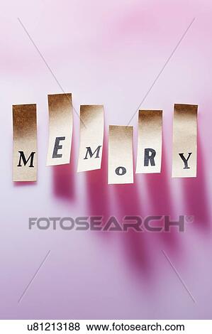 Stock Photo - Pieces of paper with the word memory, studio shot.. Fotosearch