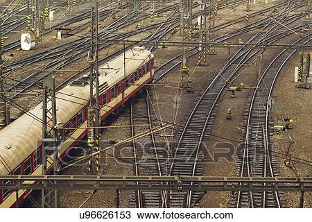Stock Image - Train arriving in station. Fotosearch