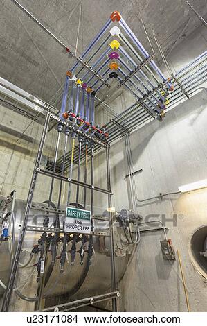 Water treatment plant chemical injection system. View Large Photo Image Picture - Water treatment plant chemical injection system.. Fotosearch